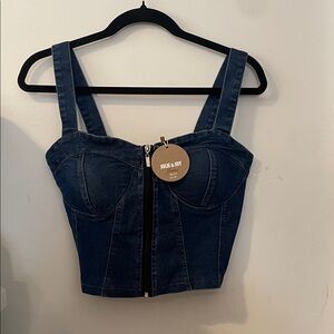 Jolie Blue Denim Zipper Top